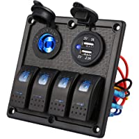 Los mejores  - Kohree 4 Gang Panel de Interruptor de Cargador de Coche Basculantes a Prueba de Agua 12V-24V Doble Cargador USB…